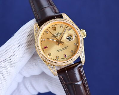 Rolex Datejust Japan NH05 Movement Diamond Markers 32mm White/Gold Lady Watch